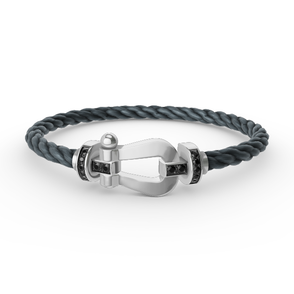 [OrnoraJewelry]FORCE LARGE HORSESHOE BLACK DIAMOND BRACELET SILVER