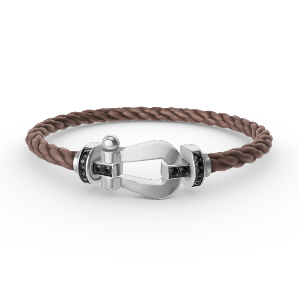 [OrnoraJewelry]FORCE LARGE HORSESHOE BLACK DIAMOND BRACELET SILVER
