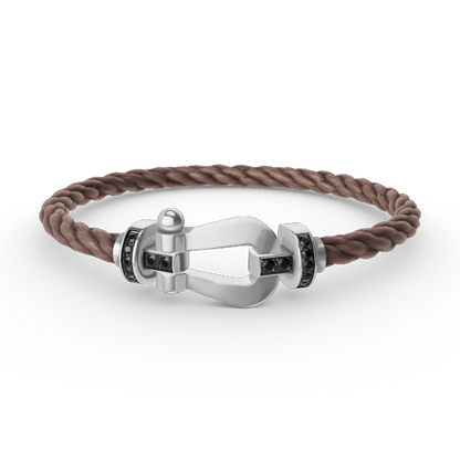 [OrnoraJewelry]FORCE LARGE HORSESHOE BLACK DIAMOND BRACELET SILVER