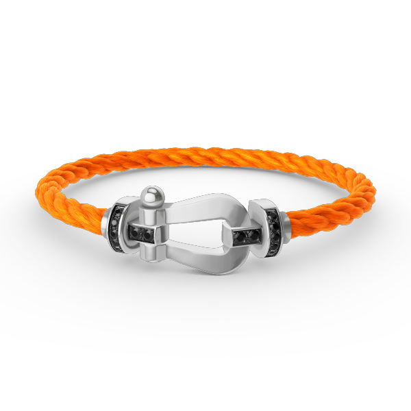 [OrnoraJewelry]FORCE LARGE HORSESHOE BLACK DIAMOND BRACELET SILVER