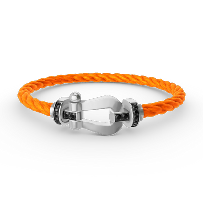 [OrnoraJewelry]FORCE LARGE HORSESHOE BLACK DIAMOND BRACELET SILVER