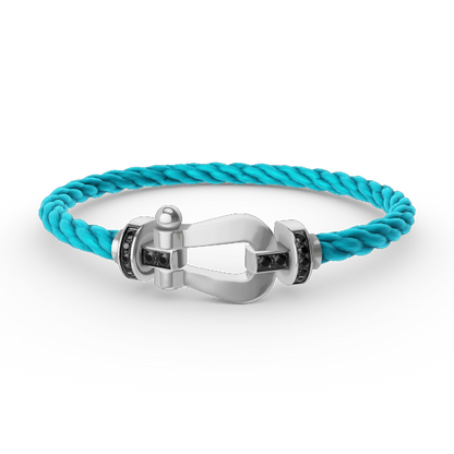 [OrnoraJewelry]FORCE LARGE HORSESHOE BLACK DIAMOND BRACELET SILVER