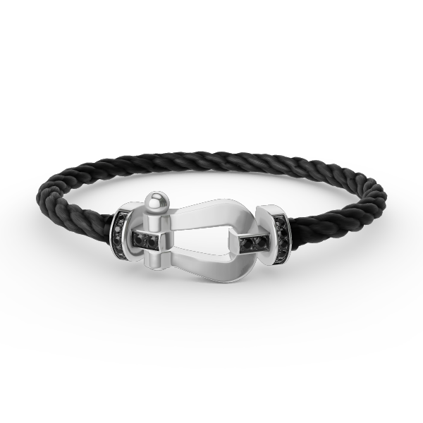[OrnoraJewelry]FORCE LARGE HORSESHOE BLACK DIAMOND BRACELET SILVER