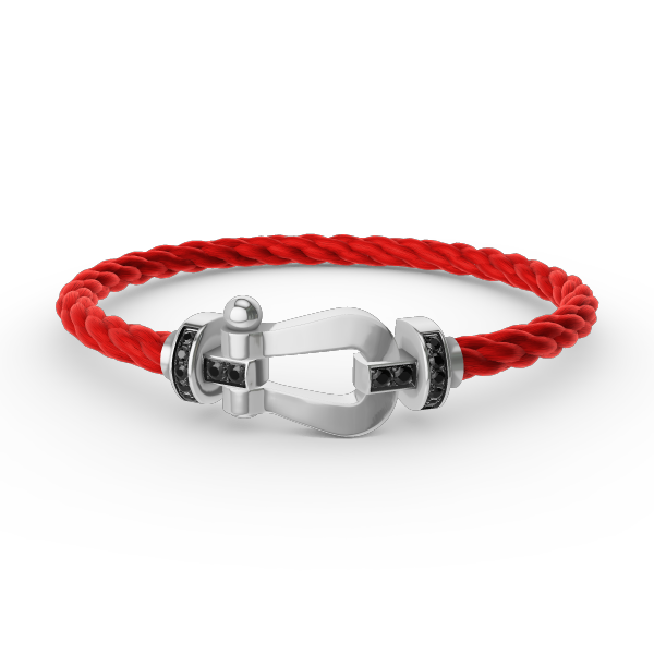 [OrnoraJewelry]FORCE LARGE HORSESHOE BLACK DIAMOND BRACELET SILVER