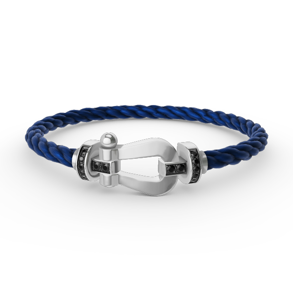 [OrnoraJewelry]FORCE LARGE HORSESHOE BLACK DIAMOND BRACELET SILVER