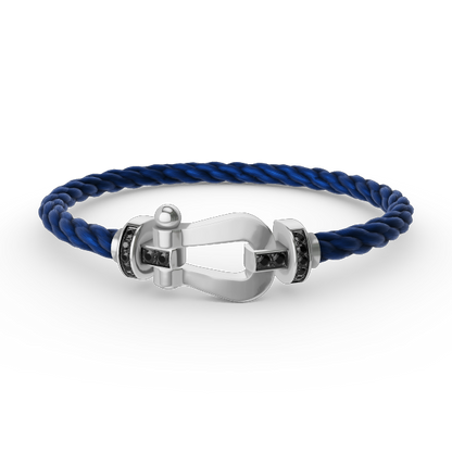 [OrnoraJewelry]FORCE LARGE HORSESHOE BLACK DIAMOND BRACELET SILVER