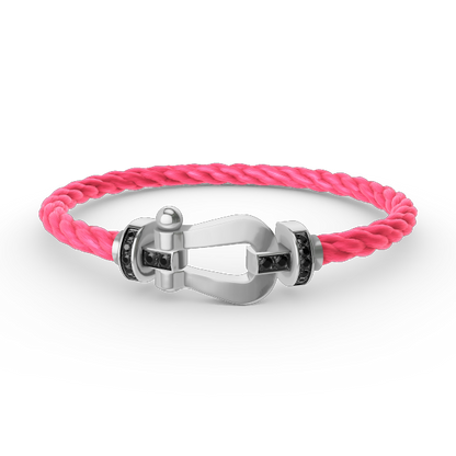 [OrnoraJewelry]FORCE LARGE HORSESHOE BLACK DIAMOND BRACELET SILVER