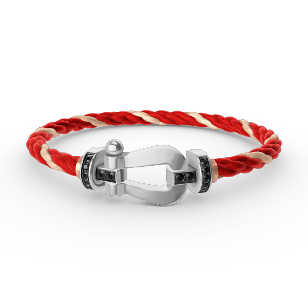 [OrnoraJewelry]FORCE LARGE HORSESHOE BLACK DIAMOND BRACELET SILVER