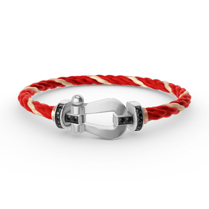 [OrnoraJewelry]FORCE LARGE HORSESHOE BLACK DIAMOND BRACELET SILVER