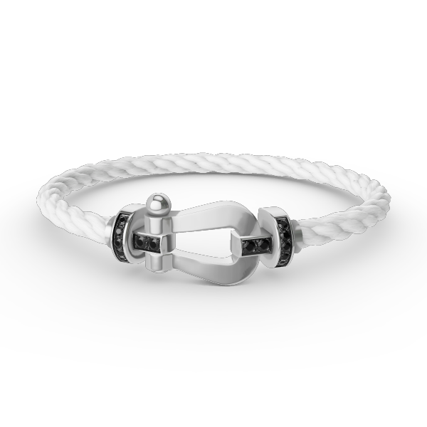 [OrnoraJewelry]FORCE LARGE HORSESHOE BLACK DIAMOND BRACELET SILVER