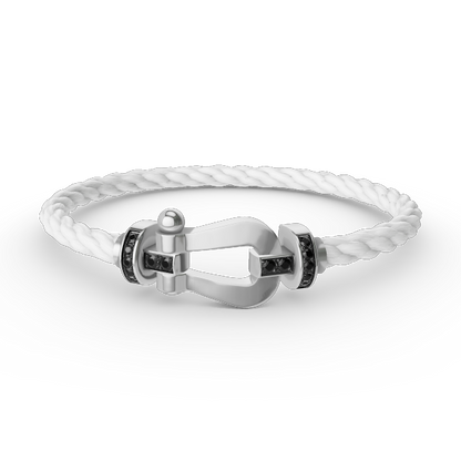 [OrnoraJewelry]FORCE LARGE HORSESHOE BLACK DIAMOND BRACELET SILVER