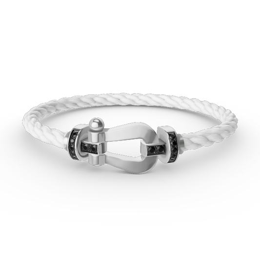 [OrnoraJewelry]FORCE LARGE HORSESHOE BLACK DIAMOND BRACELET SILVER