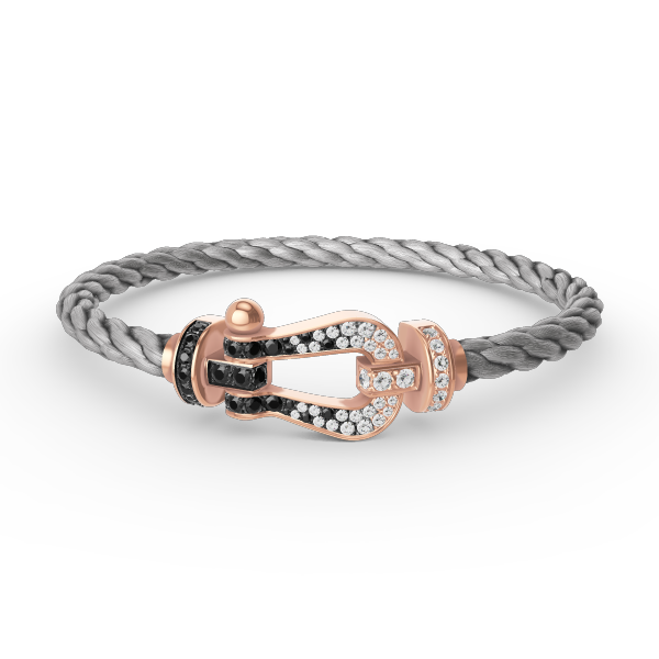 [OrnoraJewelry]FORCE LARGE HORSESHOE BLACK WHITE DIAMOND BRACELET ROSE GOLD