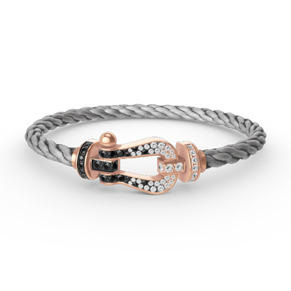 [OrnoraJewelry]FORCE LARGE HORSESHOE BLACK WHITE DIAMOND BRACELET ROSE GOLD