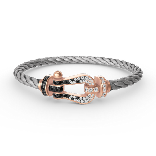 [OrnoraJewelry]FORCE LARGE HORSESHOE BLACK WHITE DIAMOND BRACELET ROSE GOLD