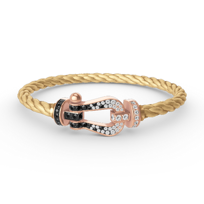 [OrnoraJewelry]FORCE LARGE HORSESHOE BLACK WHITE DIAMOND BRACELET ROSE GOLD