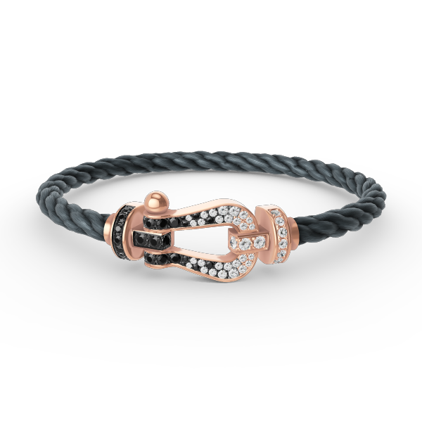 [OrnoraJewelry]FORCE LARGE HORSESHOE BLACK WHITE DIAMOND BRACELET ROSE GOLD