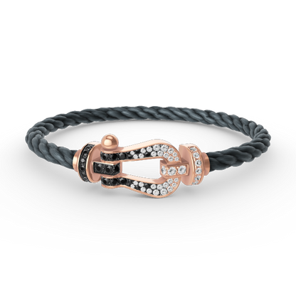 [OrnoraJewelry]FORCE LARGE HORSESHOE BLACK WHITE DIAMOND BRACELET ROSE GOLD