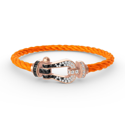 [OrnoraJewelry]FORCE LARGE HORSESHOE BLACK WHITE DIAMOND BRACELET ROSE GOLD