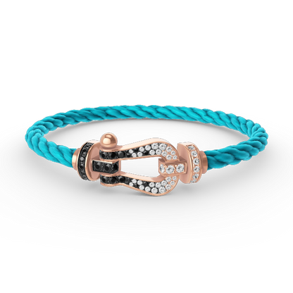[OrnoraJewelry]FORCE LARGE HORSESHOE BLACK WHITE DIAMOND BRACELET ROSE GOLD