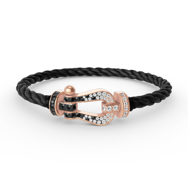 [OrnoraJewelry]FORCE LARGE HORSESHOE BLACK WHITE DIAMOND BRACELET ROSE GOLD