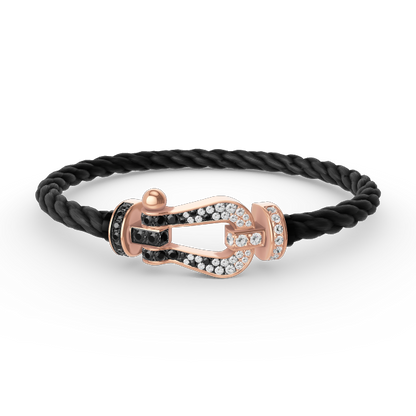 [OrnoraJewelry]FORCE LARGE HORSESHOE BLACK WHITE DIAMOND BRACELET ROSE GOLD