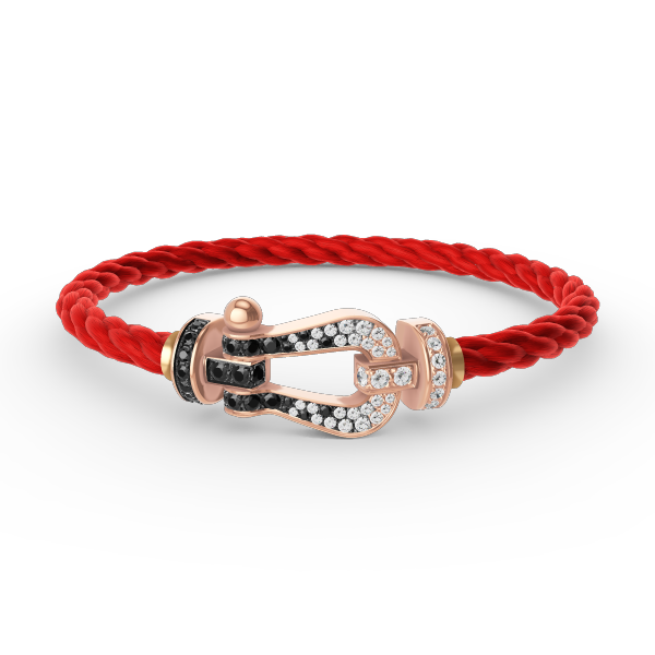 [OrnoraJewelry]FORCE LARGE HORSESHOE BLACK WHITE DIAMOND BRACELET ROSE GOLD