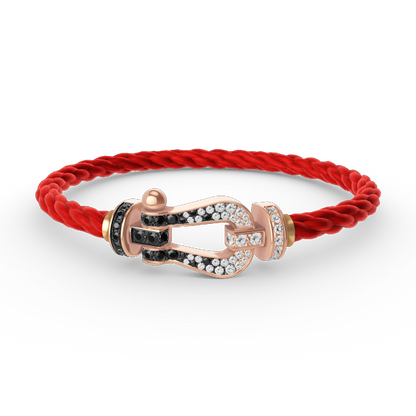 [OrnoraJewelry]FORCE LARGE HORSESHOE BLACK WHITE DIAMOND BRACELET ROSE GOLD