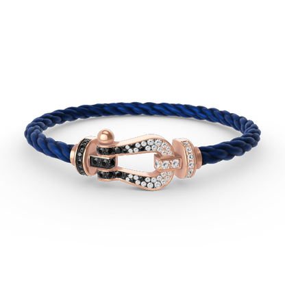 [OrnoraJewelry]FORCE LARGE HORSESHOE BLACK WHITE DIAMOND BRACELET ROSE GOLD