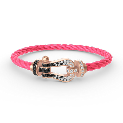 [OrnoraJewelry]FORCE LARGE HORSESHOE BLACK WHITE DIAMOND BRACELET ROSE GOLD