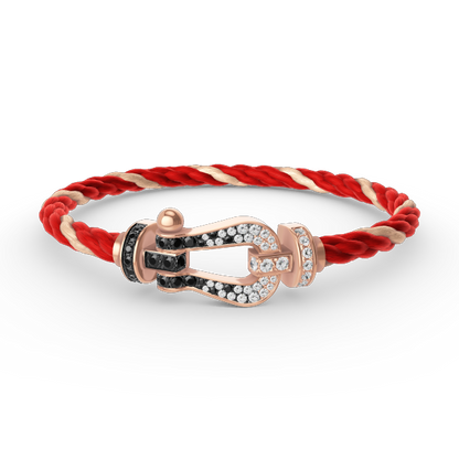 [OrnoraJewelry]FORCE LARGE HORSESHOE BLACK WHITE DIAMOND BRACELET ROSE GOLD