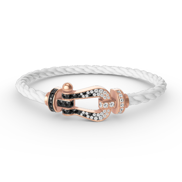 [OrnoraJewelry]FORCE LARGE HORSESHOE BLACK WHITE DIAMOND BRACELET ROSE GOLD