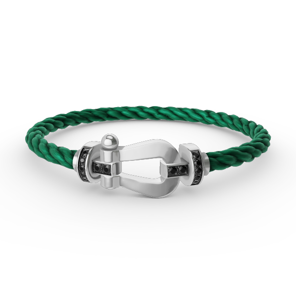 [OrnoraJewelry]FORCE LARGE HORSESHOE BLACK DIAMOND BRACELET SILVER