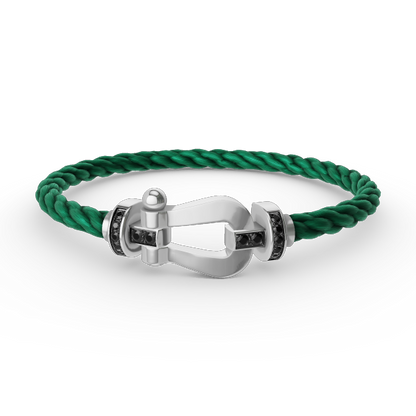 [OrnoraJewelry]FORCE LARGE HORSESHOE BLACK DIAMOND BRACELET SILVER