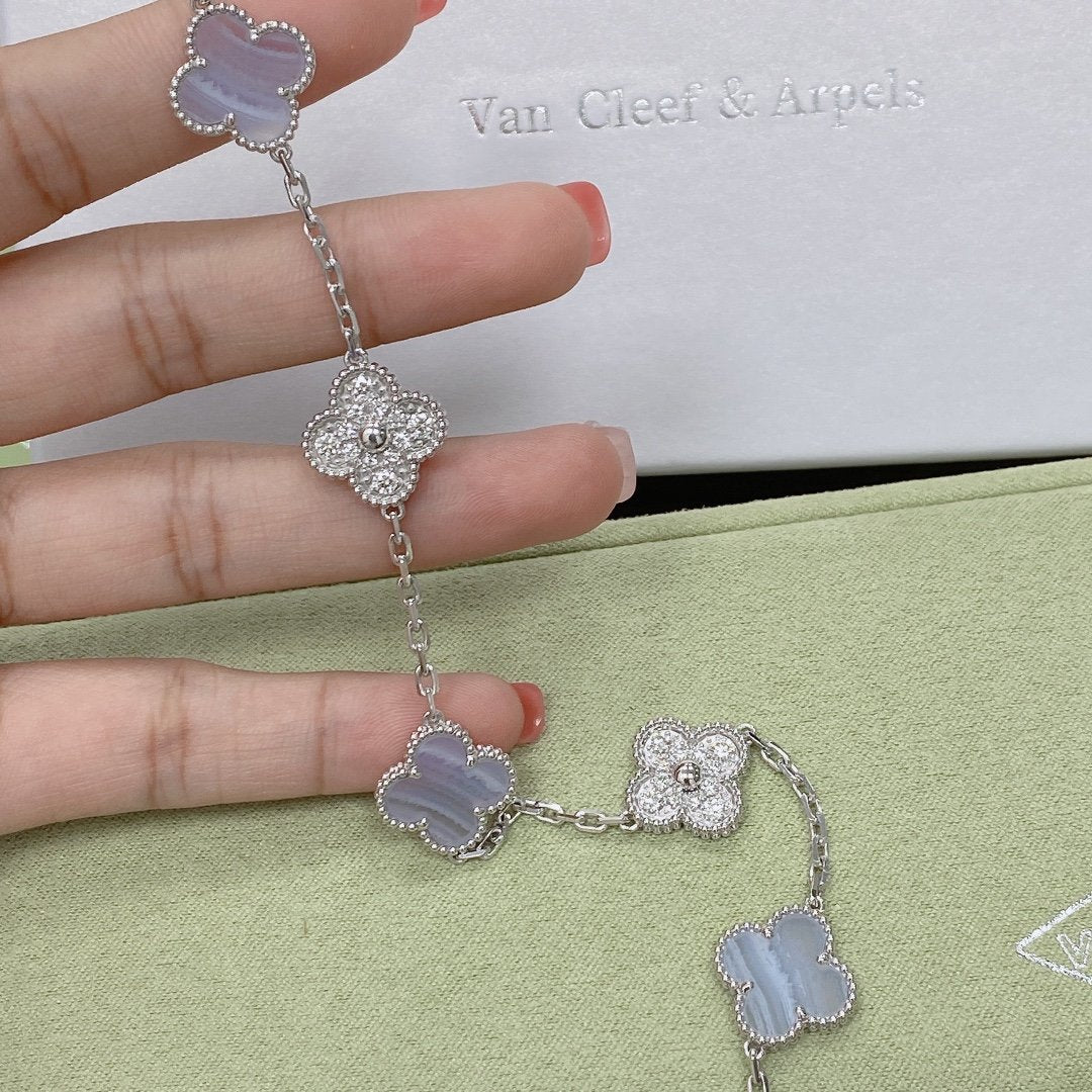[OrnoraJewelry] CLOVER 5 MOTIF PURPLE CHALCEDONY BRACELET COLLECTION