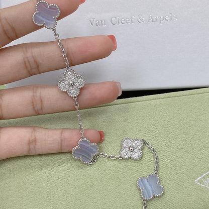 [OrnoraJewelry] CLOVER 5 MOTIF PURPLE CHALCEDONY BRACELET COLLECTION