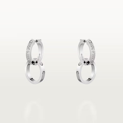 [OrnoraJewelry]LOVE 3.3MM DANGLE HALF DIAMOND EARRINGS