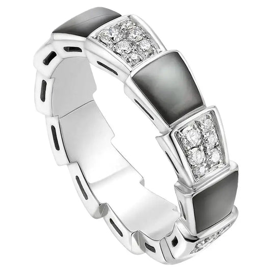 [OrnoraJewelry]SERPENTI RING SILVER DIAMOND BLACK MOP 4MM