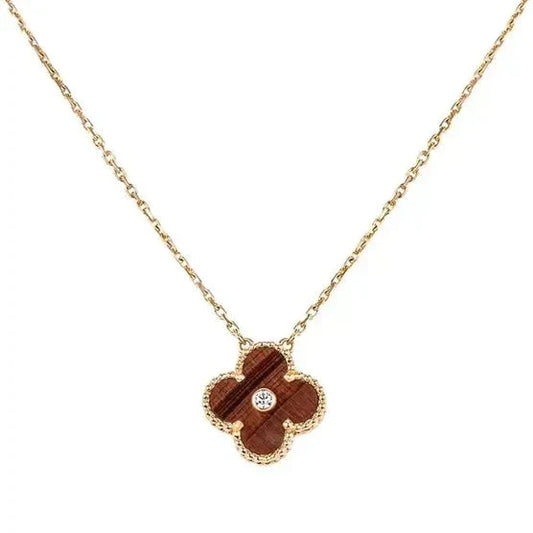 [OrnoraJewelry]CLOVER 15MM DIAMOND AND YELLOW TIGER'S EYE AGATE necklace