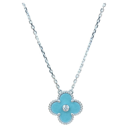 [OrnoraJewelry]CLOVER 15MM DIAMOND SVRES PORCELAIN  NECKLACE SILVER