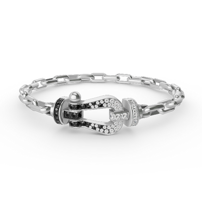 [OrnoraJewelry]FORCE LARGE HORSESHOE CLASP  METAL BRACELET