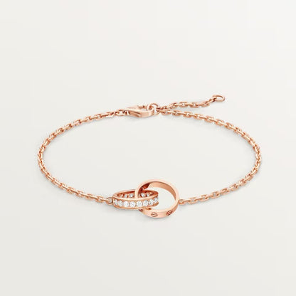 [OrnoraJewelry]LOVE DOUBLE RING HALF DIAMOND BRACELET