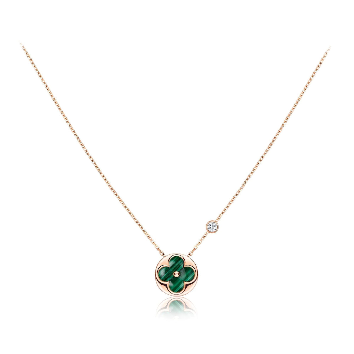 [OrnoraJewelry]SUN PEDANT PINK GOLD 1 DIAMOND NECKLACE