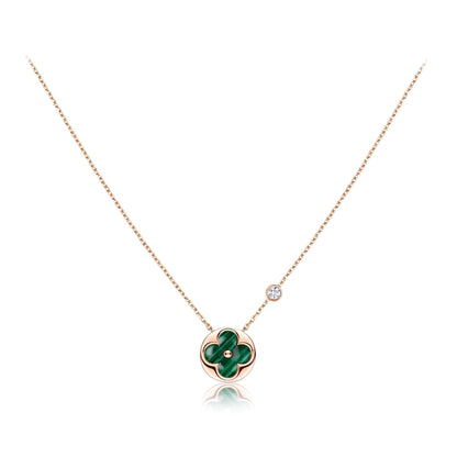 [OrnoraJewelry]SUN PEDANT PINK GOLD 1 DIAMOND NECKLACE