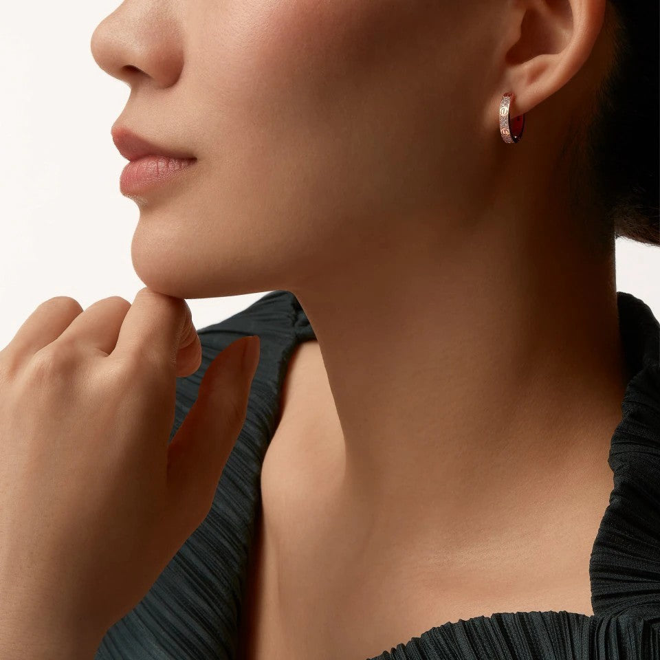 [OrnoraJewelry]LOVE 3.3MM DANGLE HALF DIAMOND EARRINGS