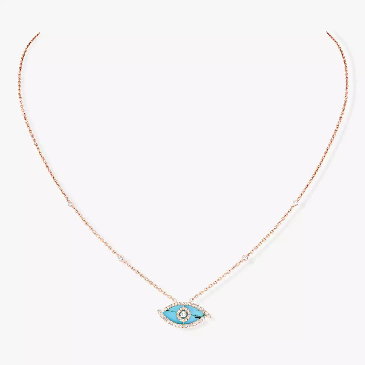 [OrnoraJewelry]Lucky Eye Diamond Necklace in  Gold and Turquoise