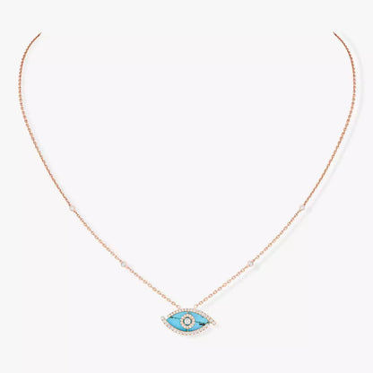 [OrnoraJewelry]Lucky Eye Diamond Necklace in  Gold and Turquoise