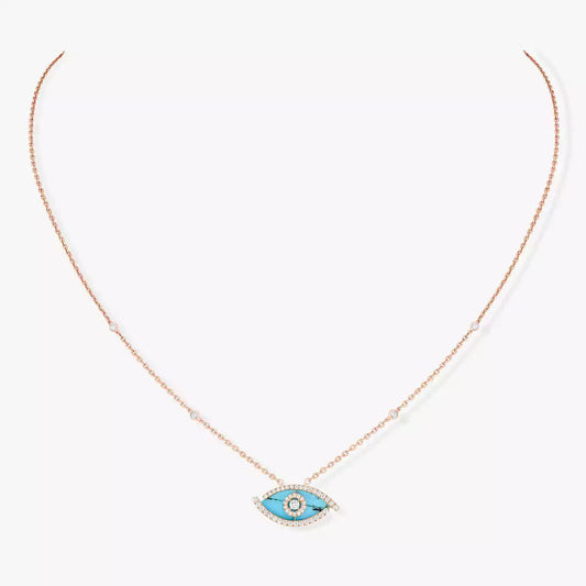 [OrnoraJewelry]Lucky Eye Diamond Necklace in  Gold and Turquoise
