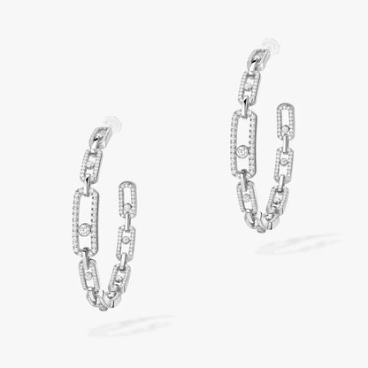 [OrnoraJewelry]Move Link Diamond Hoop Earrings