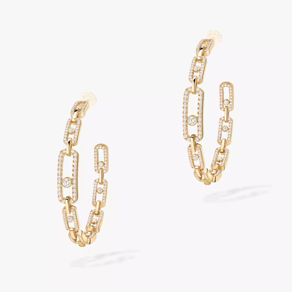 [OrnoraJewelry]Move Link Diamond Hoop Earrings